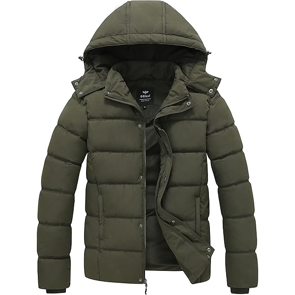 Mens with Detachable Hood Puffer Winter Waterproof Thickened Ski